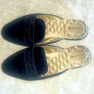 Birdies Navy Blue Velvet Phoebe Shoe Mules